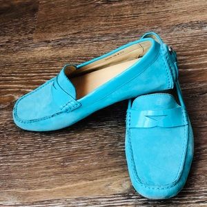Cole Haan Turquoise suede driving shoes!